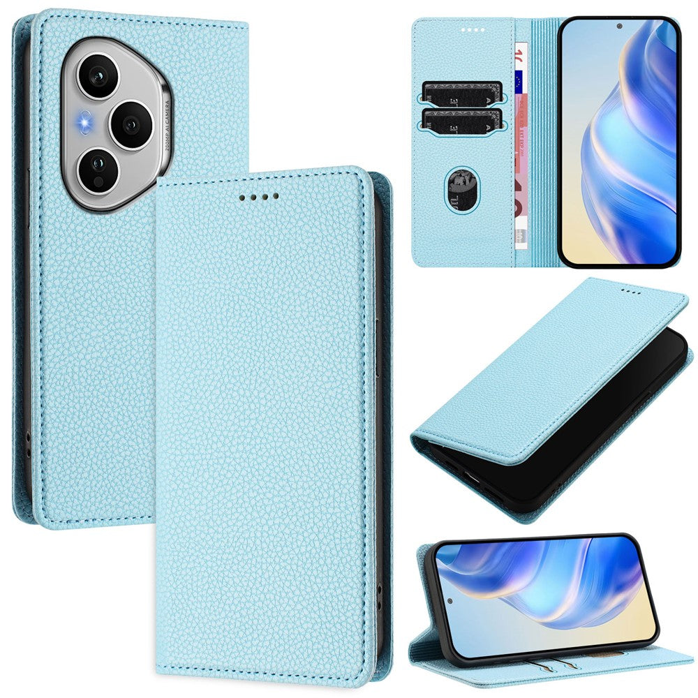 For Honor 400 Pro 5G (Global) Wallet Cover med RFID-blokerende litchi-tekstur i læder