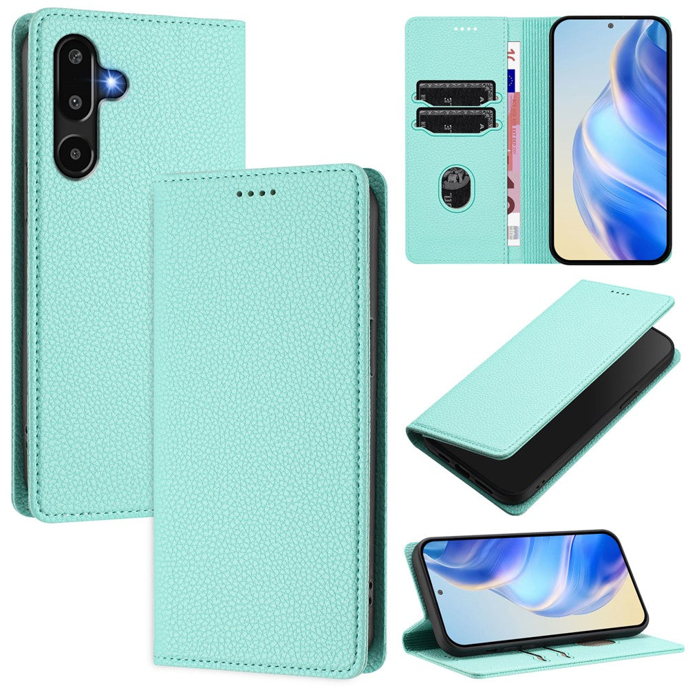 Til Samsung Galaxy M16 5G / Galaxy F16 5G Pung Etui RFID Blokerende Litchi Tekstur Læder Mobilcover