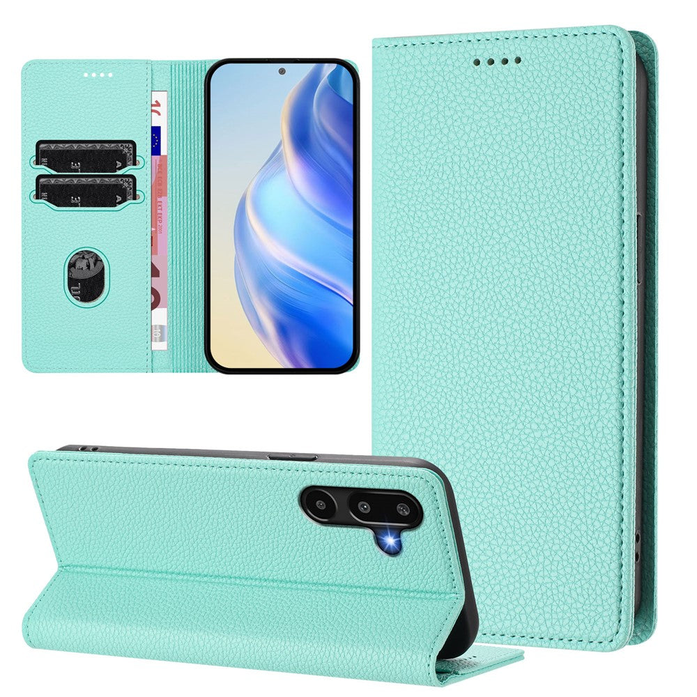 Til Samsung Galaxy M16 5G / Galaxy F16 5G Pung Etui RFID Blokerende Litchi Tekstur Læder Mobilcover