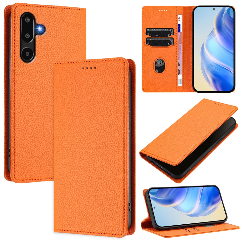 Til Samsung Galaxy M16 5G / Galaxy F16 5G Pung Etui RFID Blokerende Litchi Tekstur Læder Mobilcover