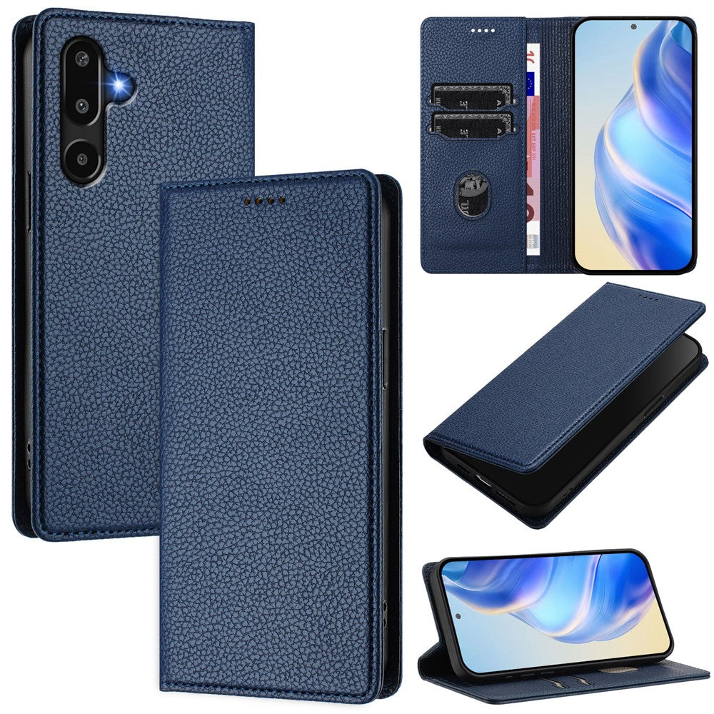 Til Samsung Galaxy M16 5G / Galaxy F16 5G Pung Etui RFID Blokerende Litchi Tekstur Læder Mobilcover