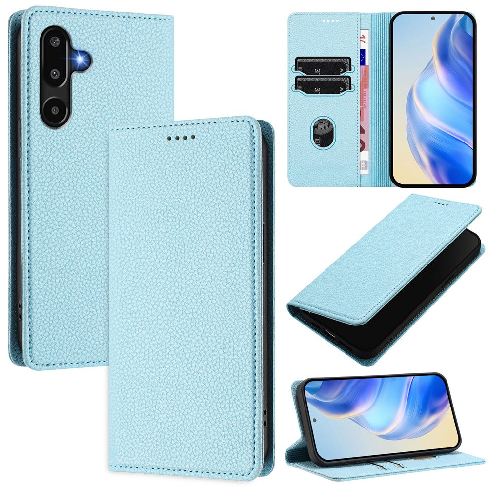 Til Samsung Galaxy M16 5G / Galaxy F16 5G Pung Etui RFID Blokerende Litchi Tekstur Læder Mobilcover