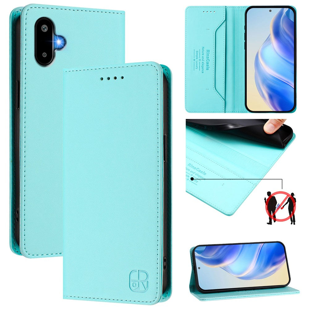 Til Samsung Galaxy M06 5G / Galaxy F06 5G læderetui RINACASIS RC01 Telefoncover med RFID-blokerende pungstander