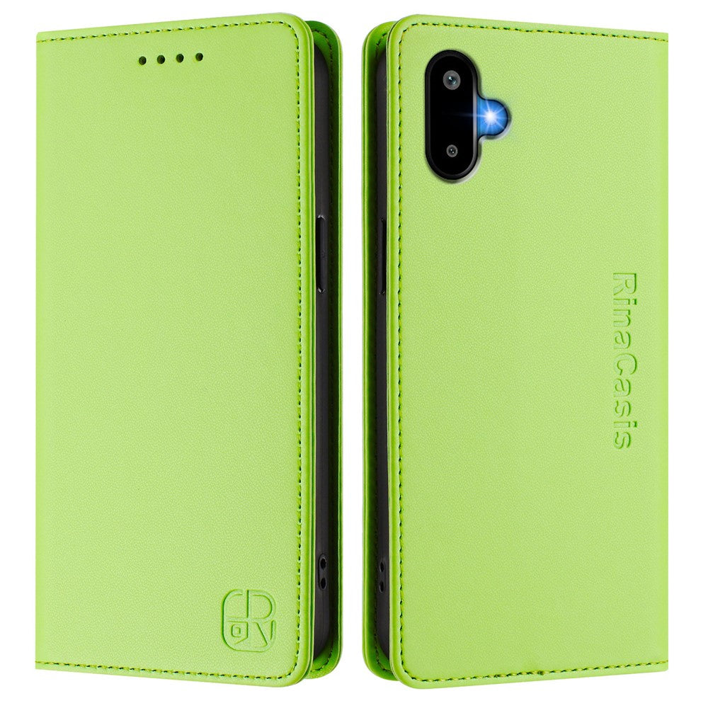 Til Samsung Galaxy M06 5G / Galaxy F06 5G læderetui RINACASIS RC01 Telefoncover med RFID-blokerende pungstander