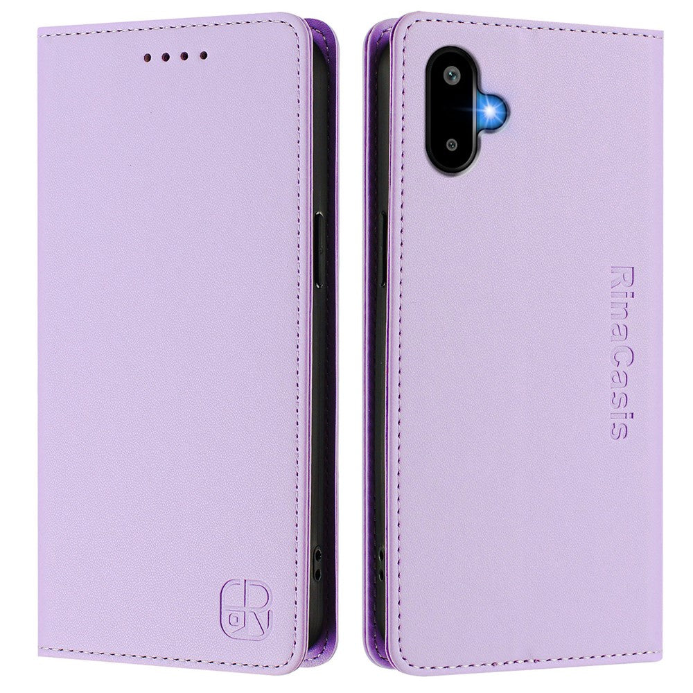 Til Samsung Galaxy M06 5G / Galaxy F06 5G læderetui RINACASIS RC01 Telefoncover med RFID-blokerende pungstander