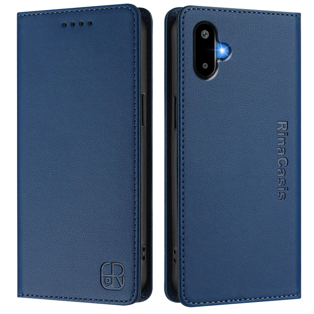 Til Samsung Galaxy M06 5G / Galaxy F06 5G læderetui RINACASIS RC01 Telefoncover med RFID-blokerende pungstander