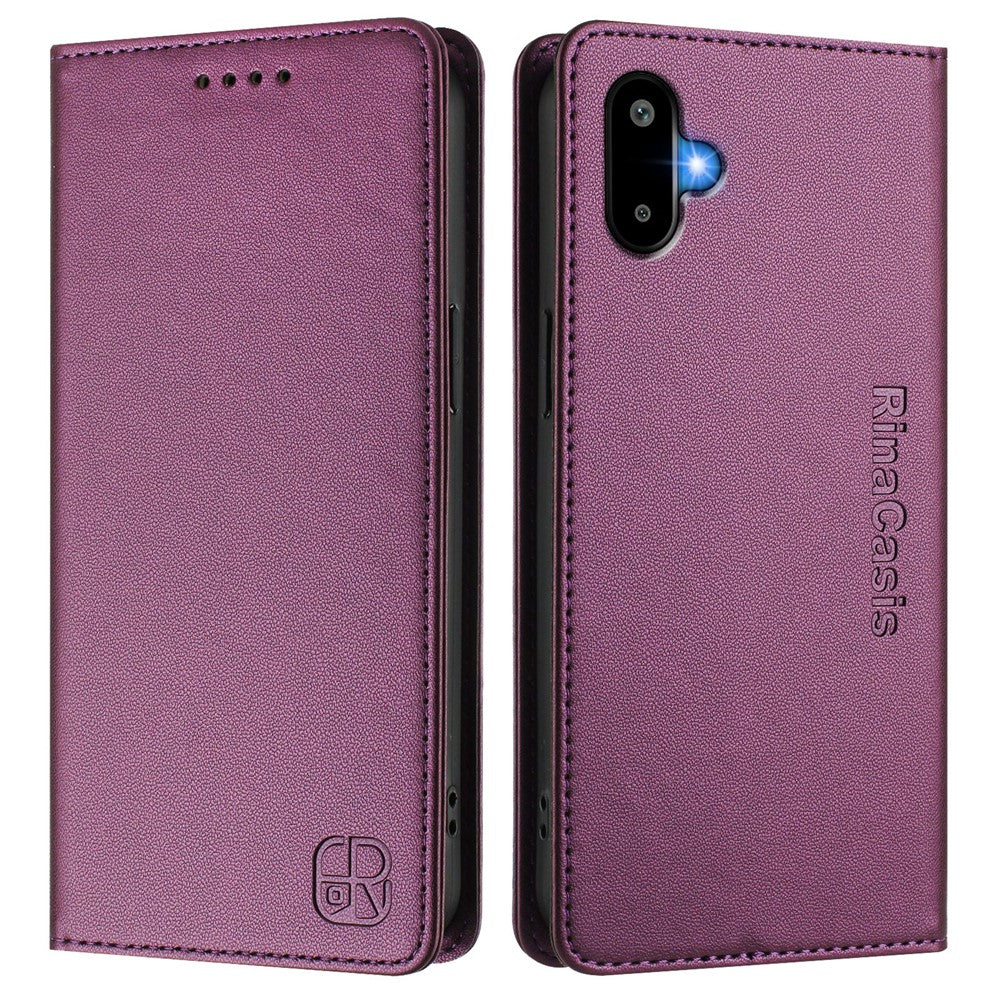 Til Samsung Galaxy M06 5G / Galaxy F06 5G læderetui RINACASIS RC01 Telefoncover med RFID-blokerende pungstander