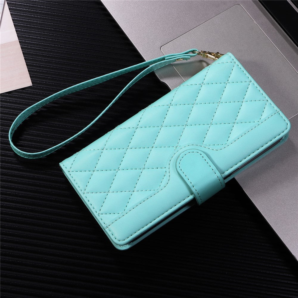 For Xiaomi Poco F7 5G / Xiaomi Redmi Turbo 4 Pro 5G Wallet Case Rhombus Leather Phone Cover with Strap