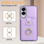 For Samsung Galaxy S25 Edge Case Card Holder Ring Kickstand TPU + PU Leather Phone Cover with Long Strap
