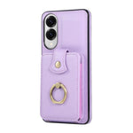 For Samsung Galaxy S25 Edge Case Card Holder Ring Kickstand TPU + PU Leather Phone Cover with Long Strap