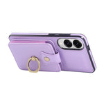 For Samsung Galaxy S25 Edge Case Card Holder Ring Kickstand TPU + PU Leather Phone Cover with Long Strap