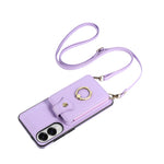 For Samsung Galaxy S25 Edge Case Card Holder Ring Kickstand TPU + PU Leather Phone Cover with Long Strap