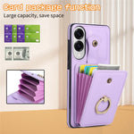 For Samsung Galaxy S25 Edge Case Card Holder Ring Kickstand TPU + PU Leather Phone Cover with Long Strap