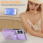 For Samsung Galaxy S25 Edge Case Card Holder Ring Kickstand TPU + PU Leather Phone Cover with Long Strap
