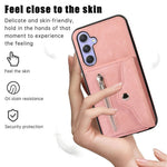 Samsung Galaxy A15 4G / 5G-etui i PU-læder + TPU, RFID-blokerende kortholder, mobilcover med 2 remme