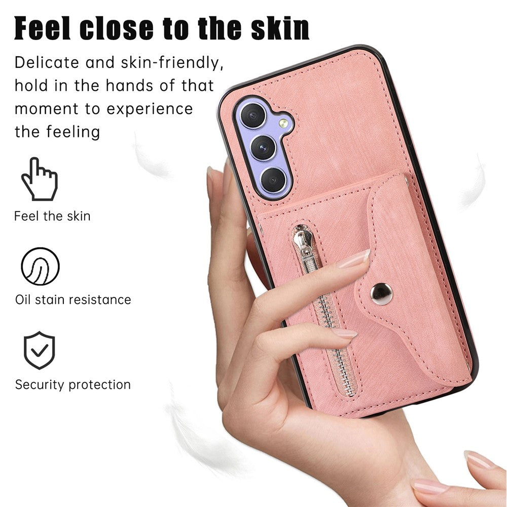 Samsung Galaxy A15 4G / 5G-etui i PU-læder + TPU, RFID-blokerende kortholder, mobilcover med 2 remme