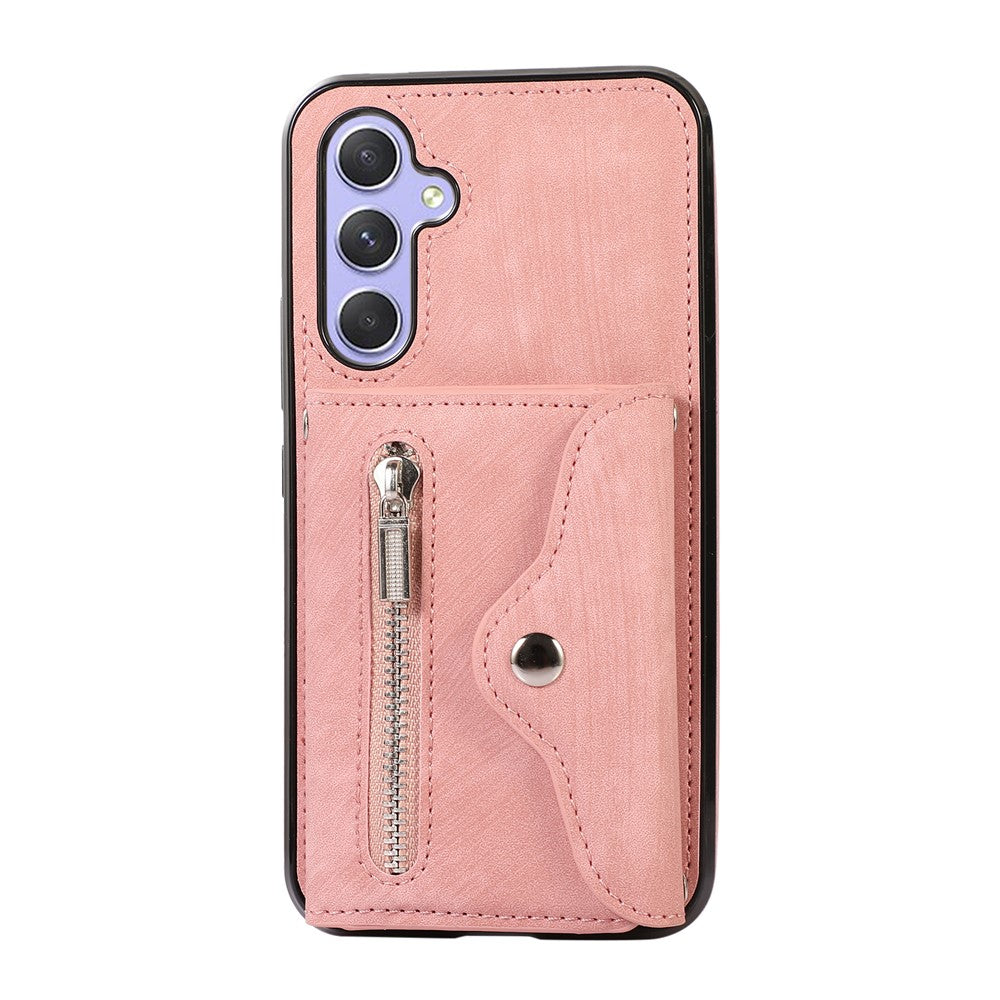 Samsung Galaxy A15 4G / 5G-etui i PU-læder + TPU, RFID-blokerende kortholder, mobilcover med 2 remme