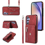 Samsung Galaxy A15 4G / 5G-etui i PU-læder + TPU, RFID-blokerende kortholder, mobilcover med 2 remme