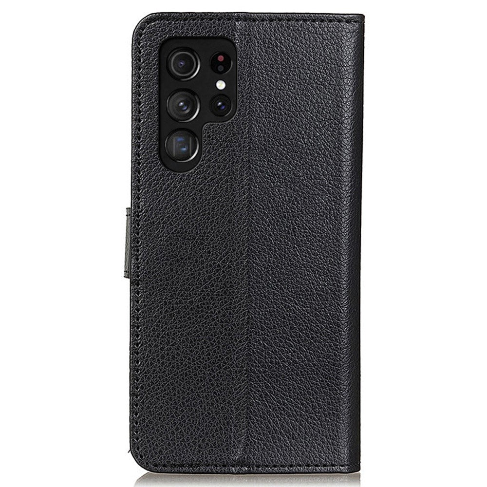 Stødsikkert pung-etui i litchi-tekstureret, ridsebestandigt PU-læder til Samsung Galaxy S23 Ultra