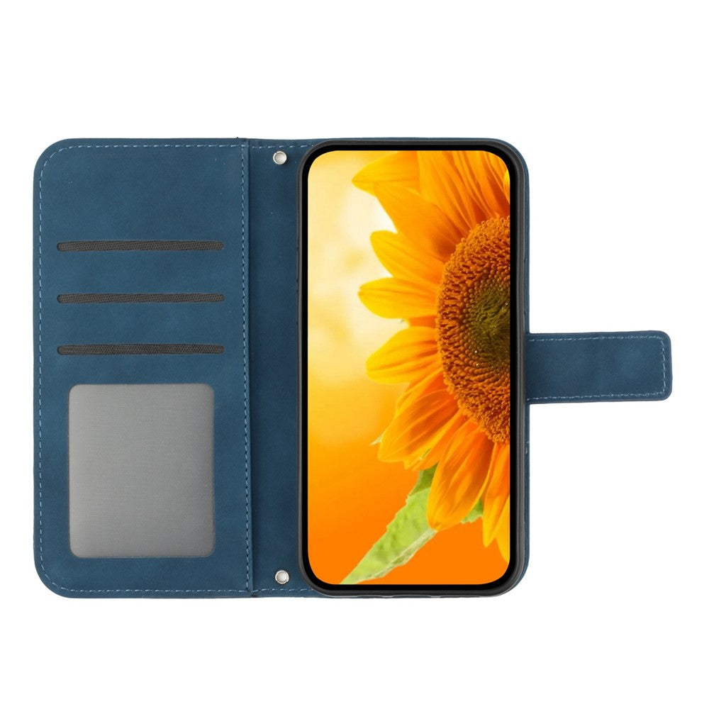Samsung Galaxy A17 5G / A17 4G / A26 5G-skal Sunflower Imprint PU-lädermobilskal med lång rem