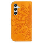Samsung Galaxy A18 4G / A18 5G / A17 5G / A17 4G / A26 5G-skal i läder med plånbok och handledsrem, solrosfärgat läderfodral med handledsrem