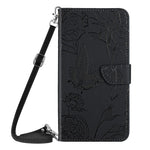 Til Samsung Galaxy A17 5G / A17 4G / A26 5G Etui Sommerfugleblomst Præget Læder Telefoncover med Skulderrem