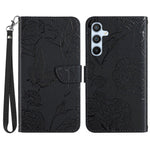 Til Samsung Galaxy A17 5G / A17 4G / A26 5G etui Butterfly Flower præget læder telefoncover med rem