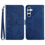 Til Samsung Galaxy A17 5G / A17 4G / A26 5G etui Butterfly Flower præget læder telefoncover med rem