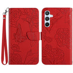 Til Samsung Galaxy A17 5G / A17 4G / A26 5G etui Butterfly Flower præget læder telefoncover med rem