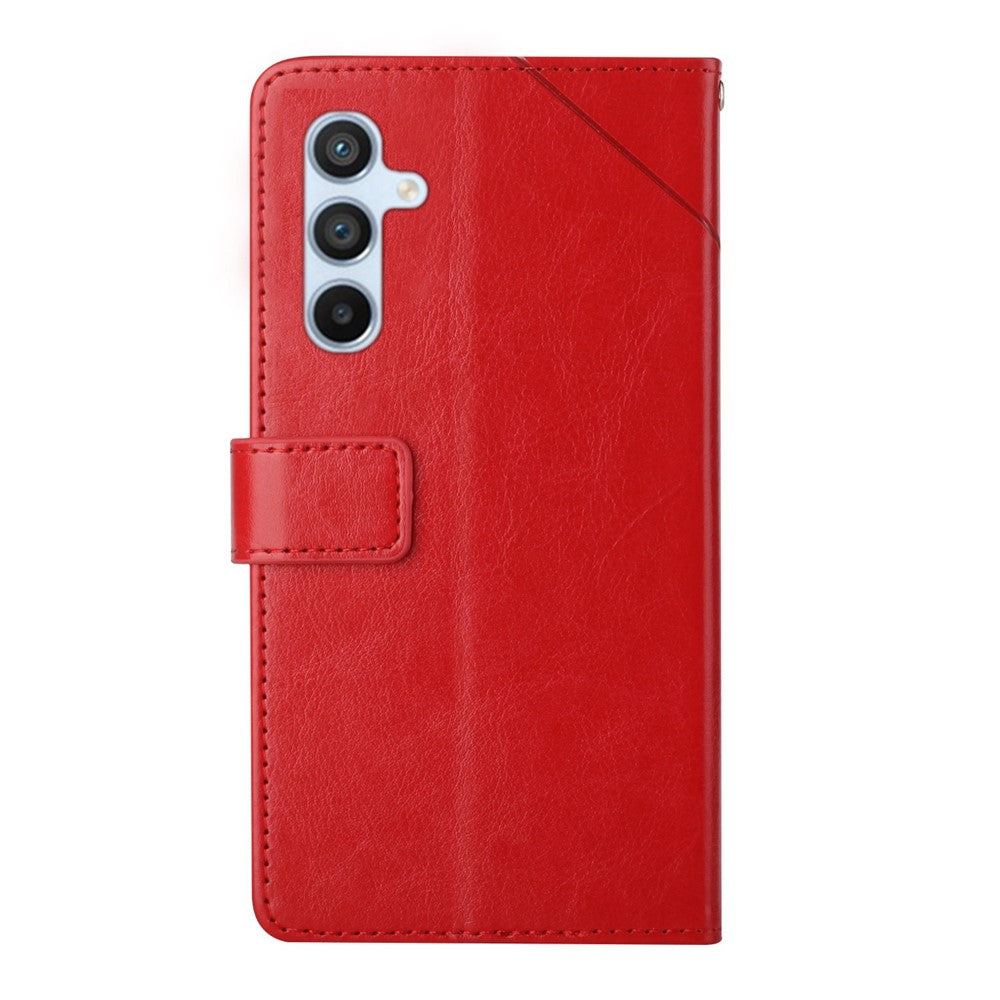 Til Samsung Galaxy A17 5G / A17 4G / A26 5G etui med håndledsrem Y-formede linjer præget læder telefoncover