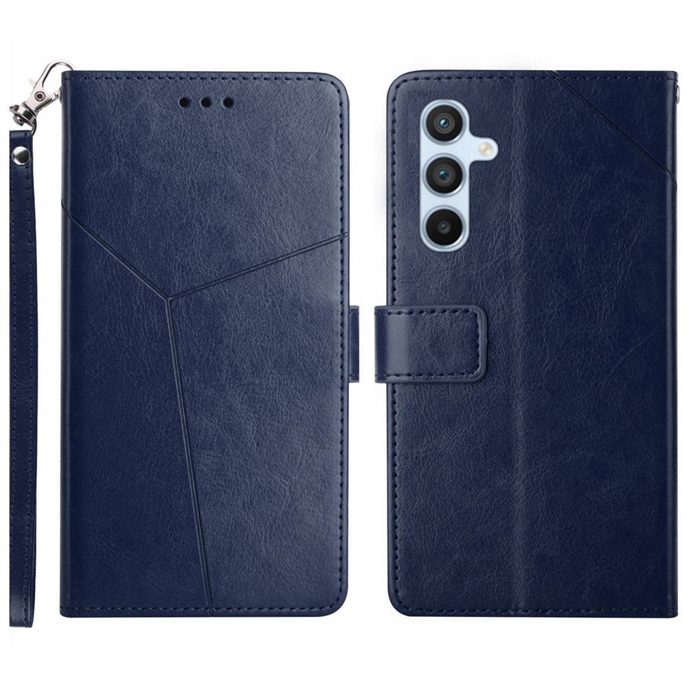Til Samsung Galaxy A17 5G / A17 4G / A26 5G etui med håndledsrem Y-formede linjer præget læder telefoncover