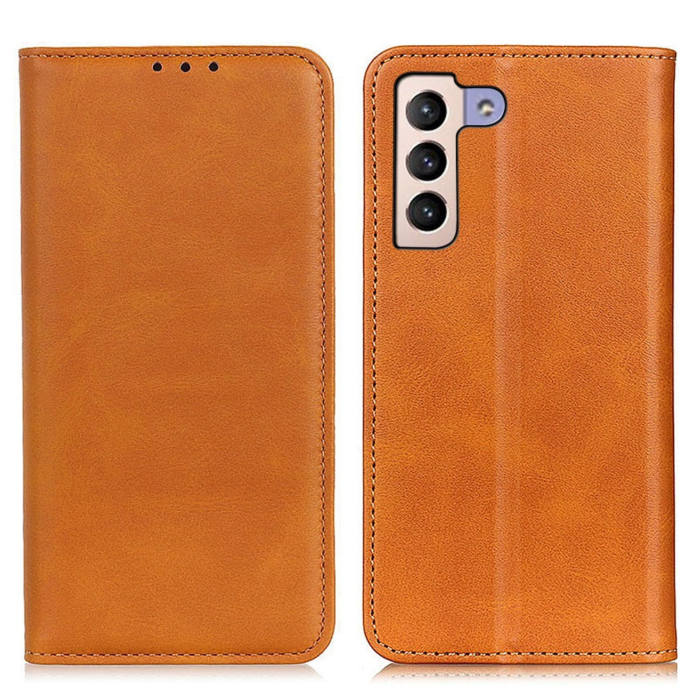 For Samsung Galaxy S23+ Anti-fall Split Leather Phone Case Magnetic Auto-absorbed Flip Cowhide Texture Phone Wallet Cover with Stand