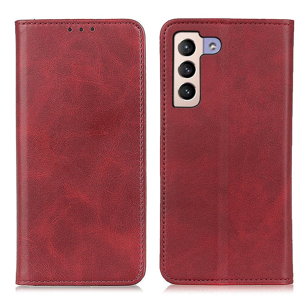 For Samsung Galaxy S23+ Anti-fall Split Leather Phone Case Magnetic Auto-absorbed Flip Cowhide Texture Phone Wallet Cover with Stand