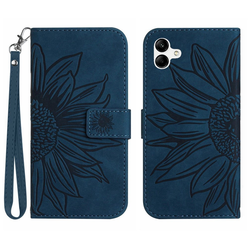 Til Samsung Galaxy A07 4G / A07 5G / A06 5G / A06 4G Etui Solsikkeaftryk Læderpung Telefoncover med Håndrem