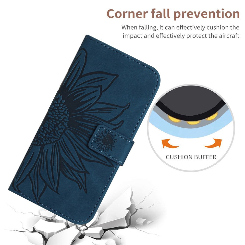 Til Samsung Galaxy A07 4G / A07 5G / A06 5G / A06 4G Etui Solsikkeaftryk Læderpung Telefoncover med Håndrem