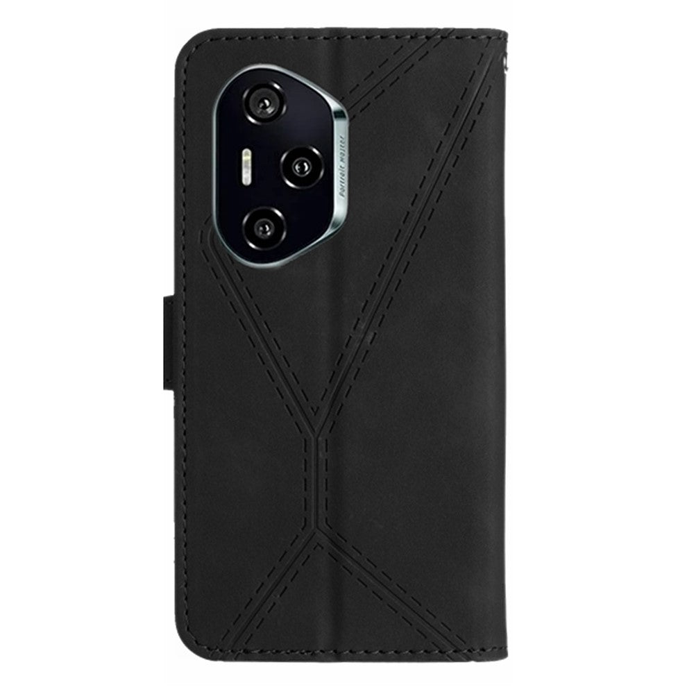For Honor 400 Pro 5G (Global) Case Skin Touch Lines Imprinted PU Leather Flip Phone Cover