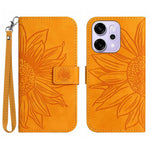 For Oppo Reno14 Pro 5G (Global) Case Sunflower Imprint Leather Wallet Phone Cover with Wrist Strap
