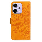For Oppo Reno14 Pro 5G (Global) Case Sunflower Imprint Leather Wallet Phone Cover with Wrist Strap