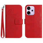For Oppo Reno14 Pro 5G (Global) Case Sunflower Imprint Leather Wallet Phone Cover with Wrist Strap