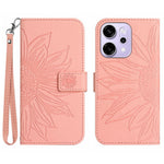 For Oppo Reno14 Pro 5G (Global) Case Sunflower Imprint Leather Wallet Phone Cover with Wrist Strap