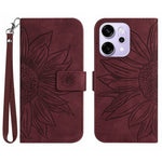 For Oppo Reno14 Pro 5G (Global) Case Sunflower Imprint Leather Wallet Phone Cover with Wrist Strap