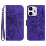 For Oppo Reno14 Pro 5G (Global) Case Sunflower Imprint Leather Wallet Phone Cover with Wrist Strap