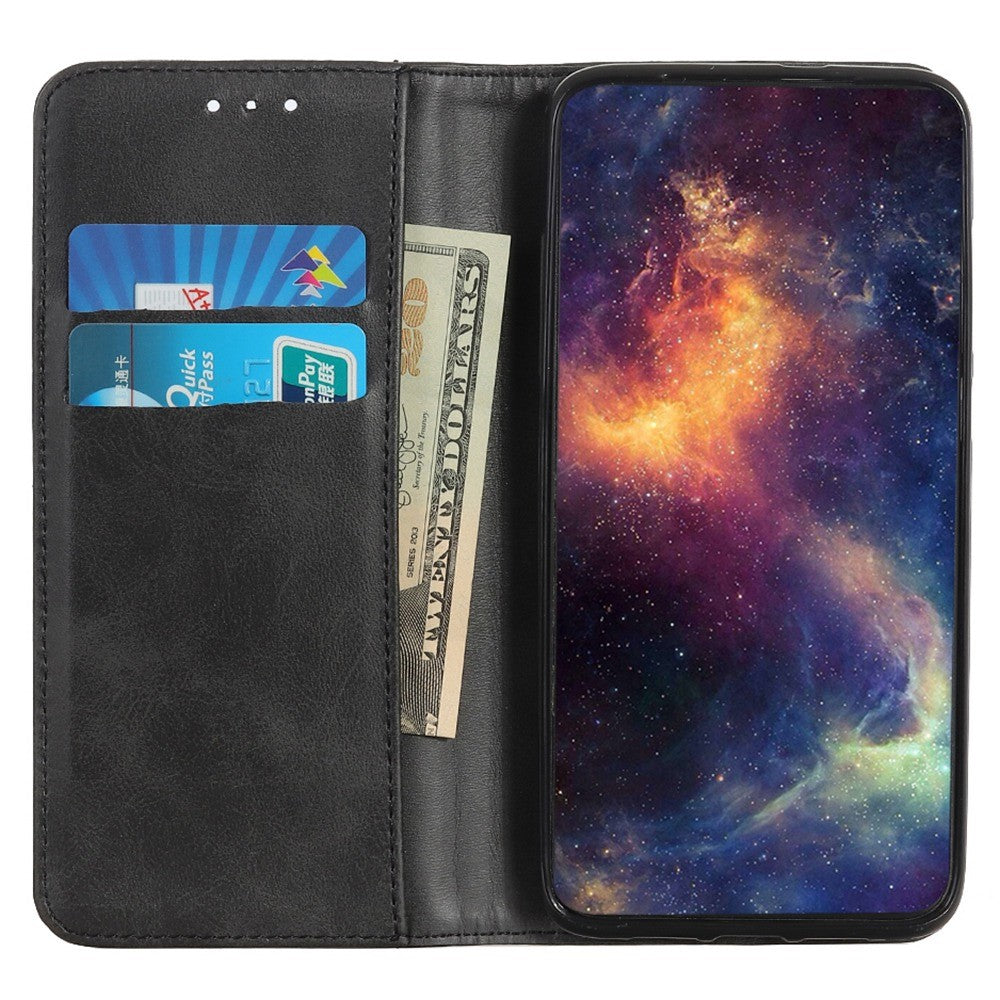 For Samsung Galaxy S23 Magnetic Auto Closing Phone Stand Case Cowhide Texture Split Leather Drop-proof Cover with Wallet