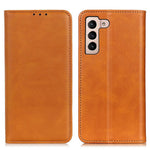For Samsung Galaxy S23 Magnetic Auto Closing Phone Stand Case Cowhide Texture Split Leather Drop-proof Cover with Wallet
