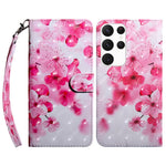 For Samsung Galaxy S23 Ultra PU Leather Wallet Case 3D Pattern Printing Shockproof Phone Stand Cover with Wrist Strap