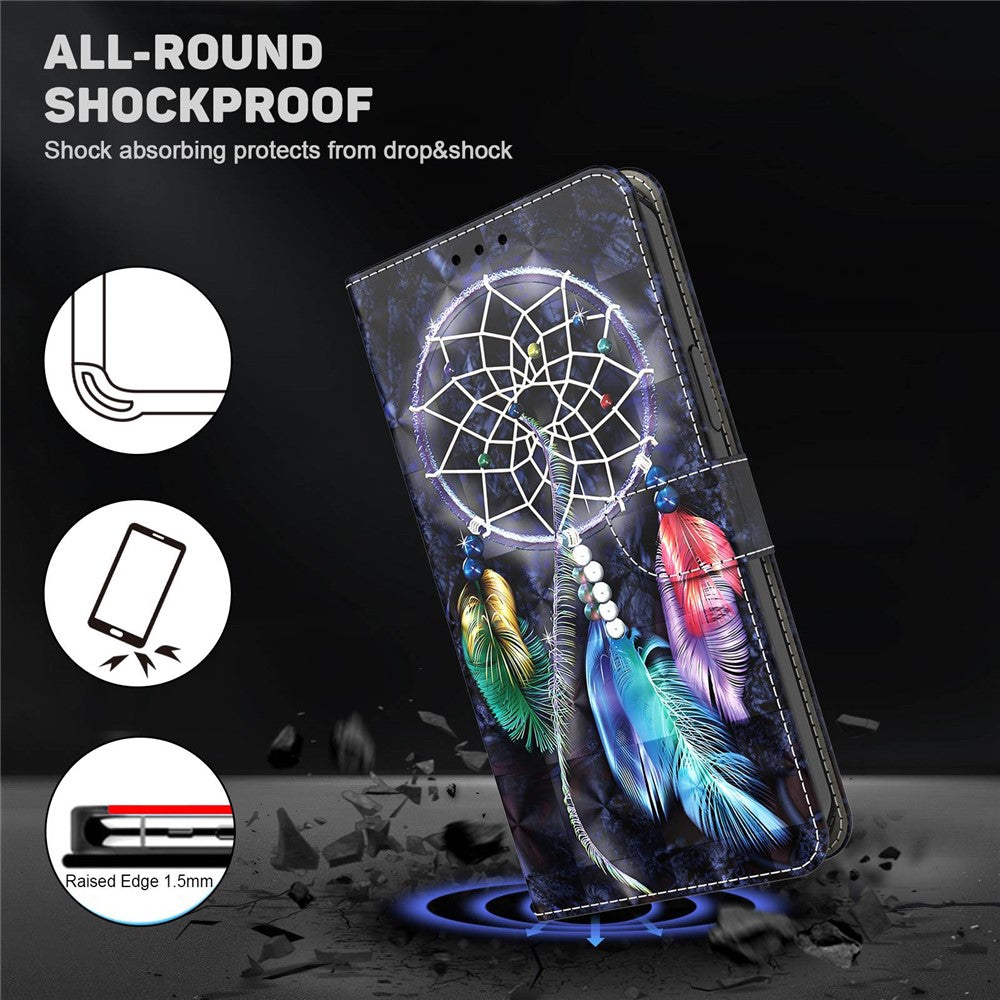 For Honor X8 4G 4G PU Leather 3D Pattern Printing Anti-drop Case Magnetic Clasp Phone Stand Wallet Cover with Strap