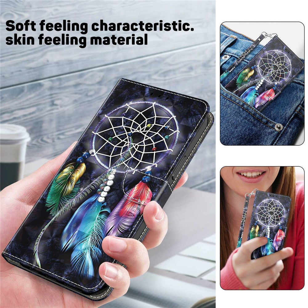 For Honor X8 4G 4G PU Leather 3D Pattern Printing Anti-drop Case Magnetic Clasp Phone Stand Wallet Cover with Strap