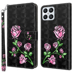For Honor X8 4G 4G PU Leather 3D Pattern Printing Anti-drop Case Magnetic Clasp Phone Stand Wallet Cover with Strap