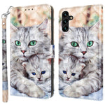 Samsung Galaxy A14 5G / A14 4G PU-läderfodral med 3D-mönstertryck och plånboksfodral med handledsrem