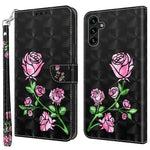Samsung Galaxy A14 5G / A14 4G PU-läderfodral med 3D-mönstertryck och plånboksfodral med handledsrem
